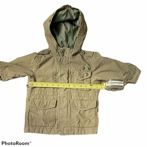 Gap Toddler Army Green Hooded Zip Up Cargo Utility Jacket Size Unisex 12-18 mos. - Picture 5 of 8